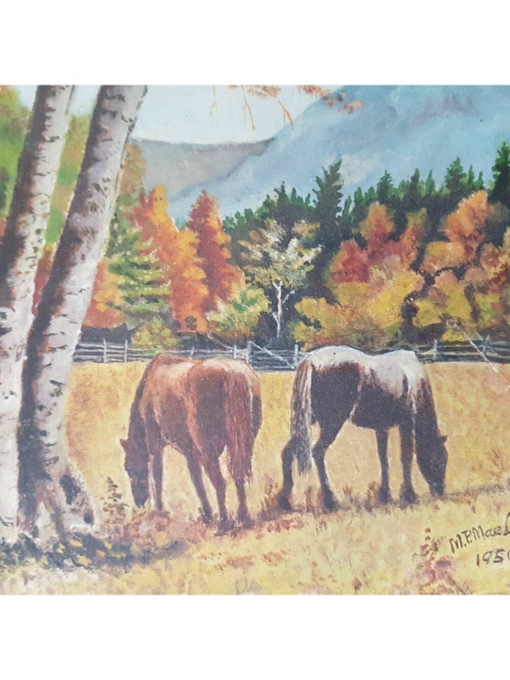 Small Vintage Original Horse Landscape Oil Painting Equestrian Cottagecore Art - Picture 3 of 10
